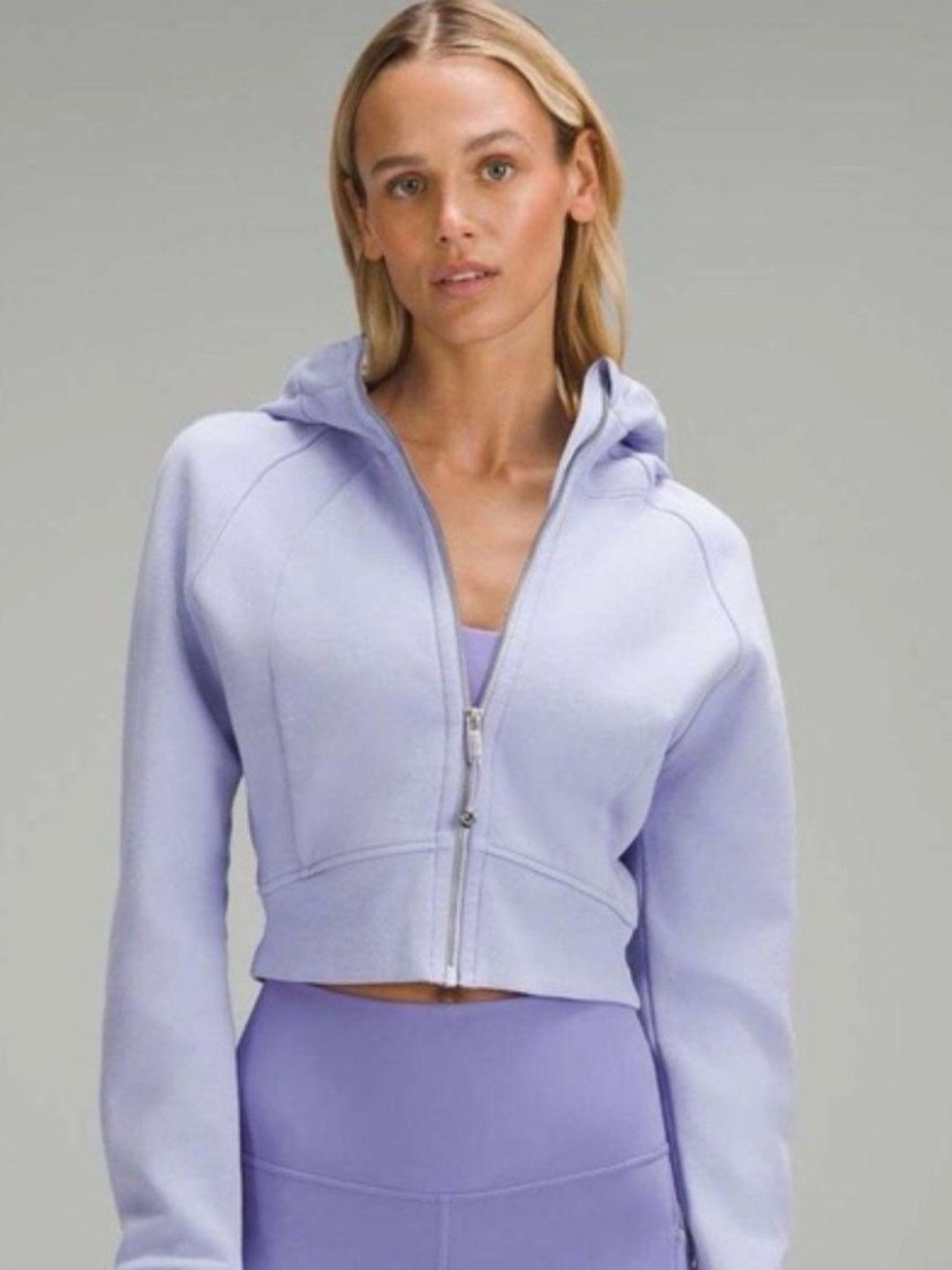 Lululemon Scuba Full-Zip Cropped Hoodie in Lilac Smoke Size 6 LW3GE0S
